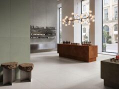 VitrA Tiles showroom interior with large-format tiles: Material Intelligence Shapes VitrA Tiles' Debut of "The Code" and Fresh Design Codes at Cersaie