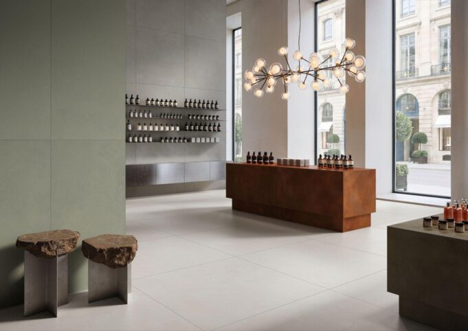 Material Intelligence Shapes VitrA Tiles' Debut of VitrA Tiles showroom interior with large-format tiles: Material Intelligence Shapes VitrA Tiles' Debut of