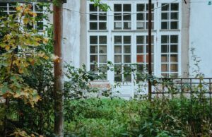 An overgrown garden in front of a house, the kind of first impression that can lower property appeal